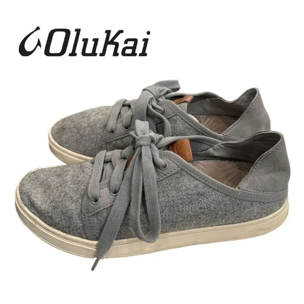 OluKai Pehuea Li Hulu Women's Gray Convertible Wool Sneakers 7.5